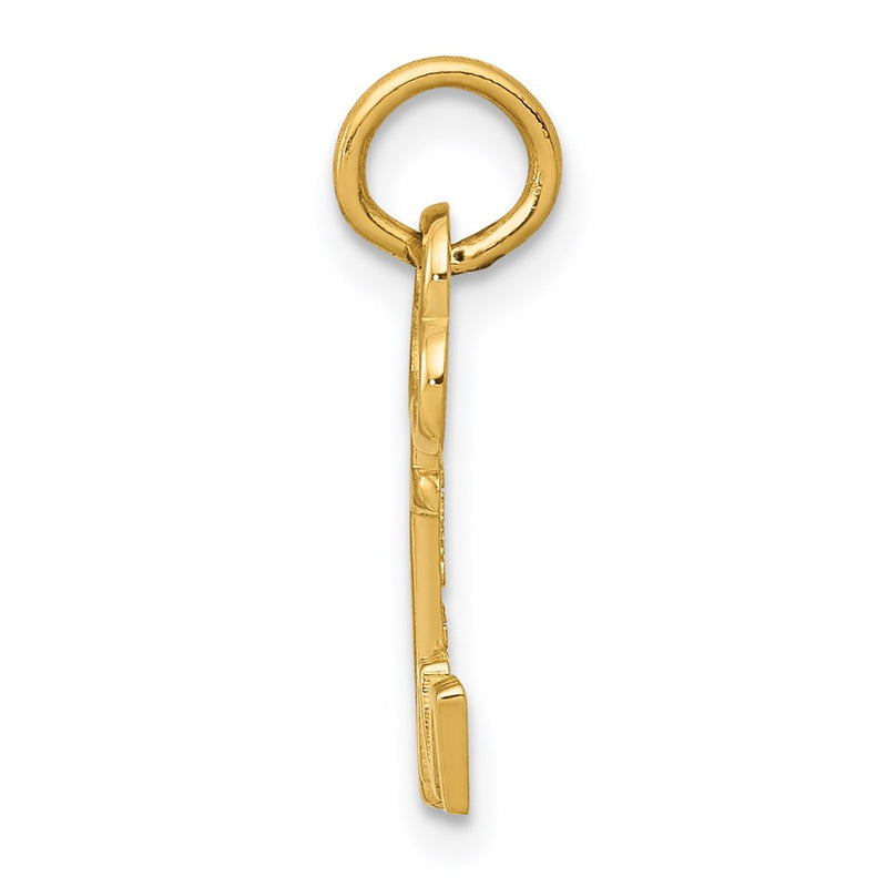 14K Yellow Gold Key Letter M Initial Charm