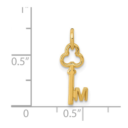 14K Yellow Gold Key Letter M Initial Charm