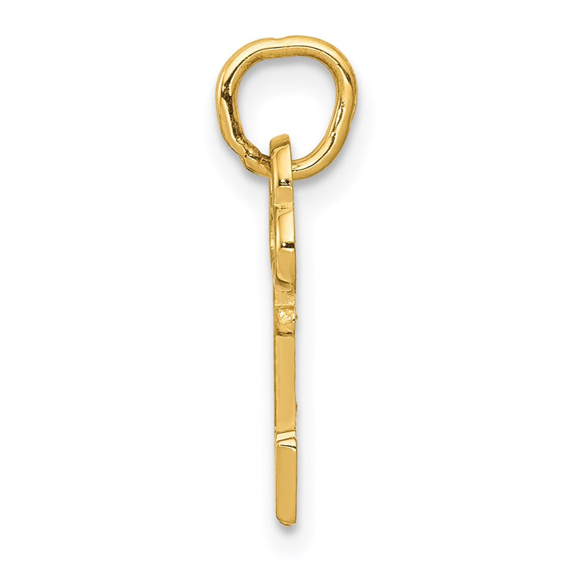 14K Yellow Gold Key Letter N Initial Charm