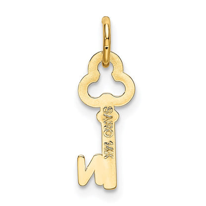 14K Yellow Gold Key Letter N Initial Charm
