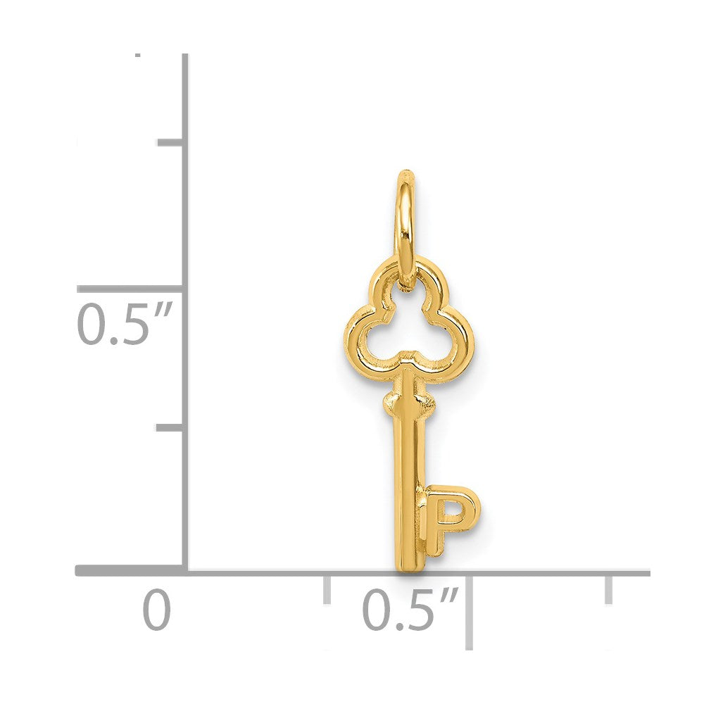 14K Yellow Gold Key Letter P Initial Charm