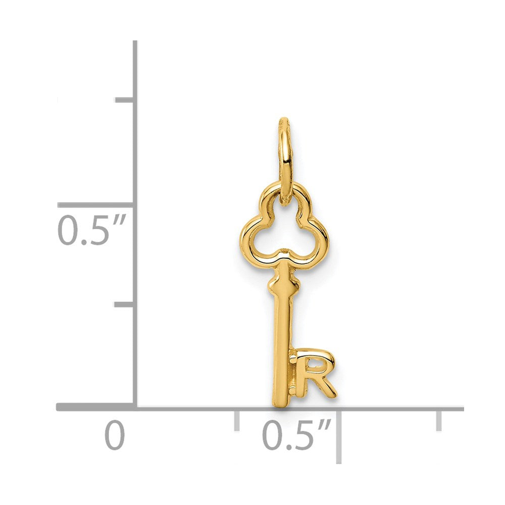 14K Yellow Gold Key Letter R Initial Charm