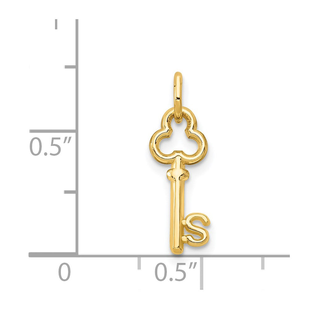 14K Yellow Gold Key Letter S Initial Charm