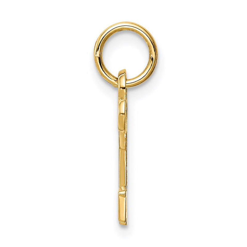 14K Yellow Gold Key Letter T Initial Charm
