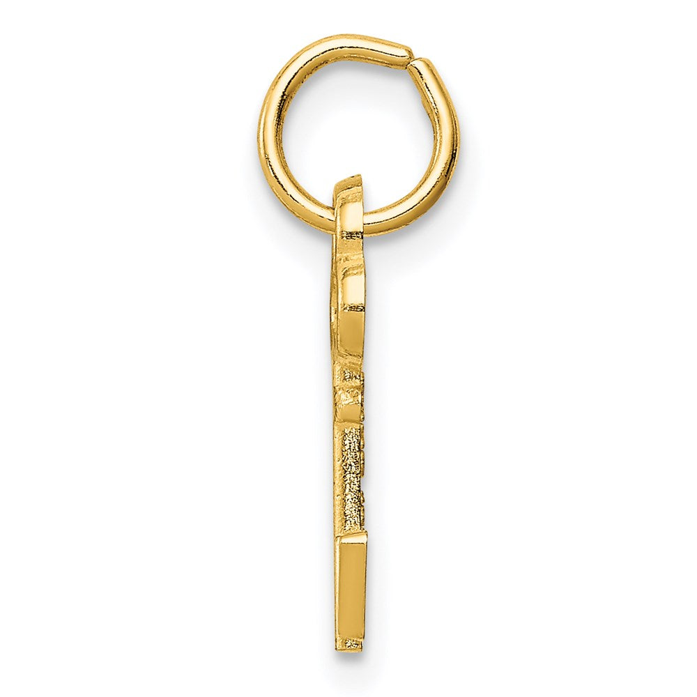 14K Yellow Gold Key Letter V Initial Charm