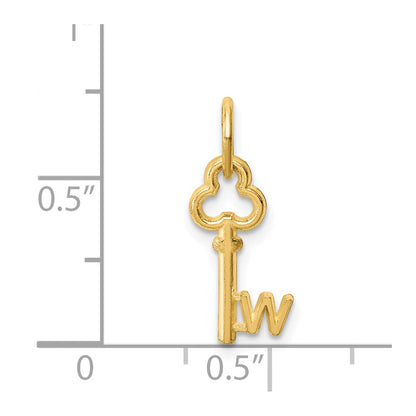 14K Yellow Gold Key Letter W Initial Charm