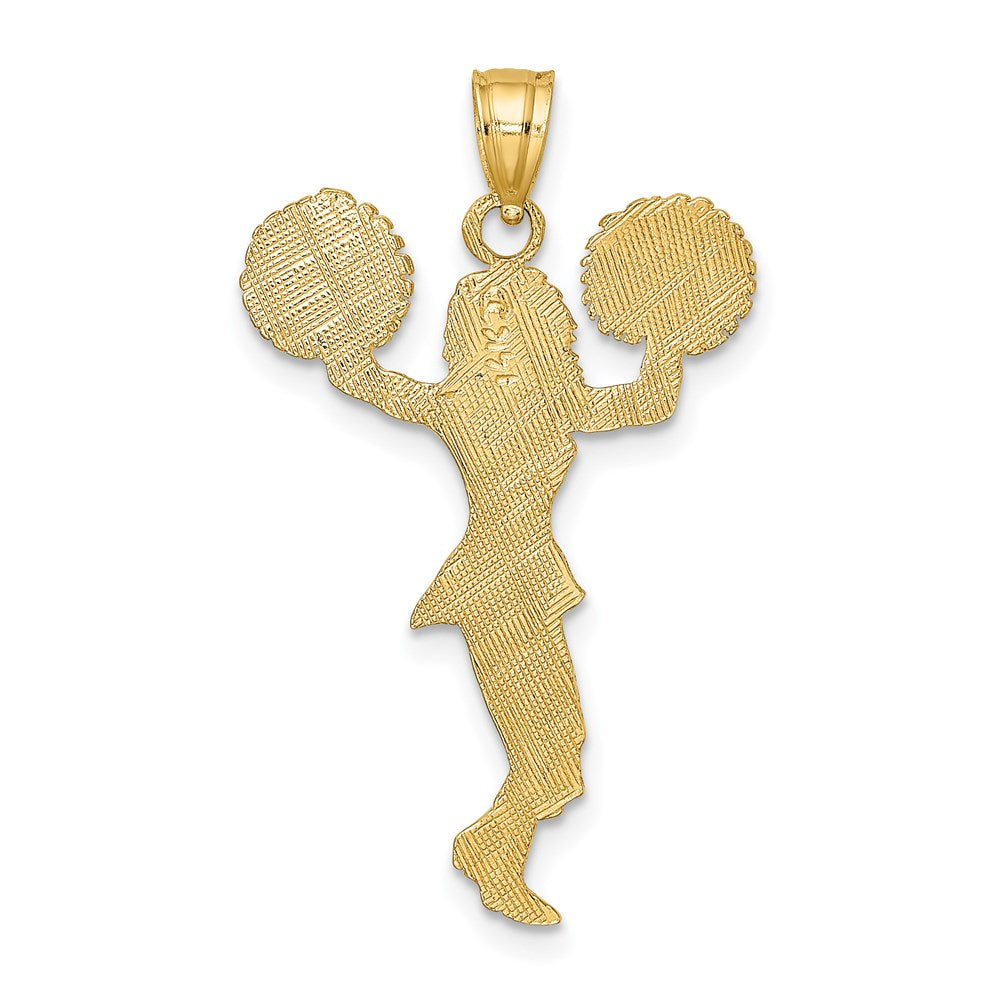 14K Yellow Gold Cheerleader W/Pom-Poms Charm