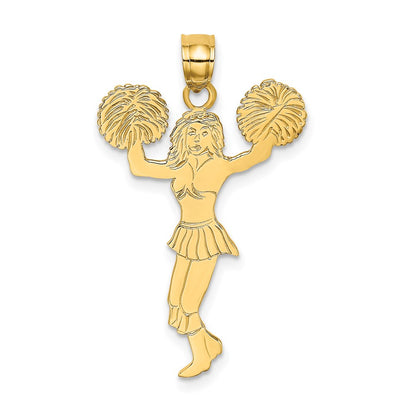 14K Yellow Gold Cheerleader W/Pom-Poms Charm