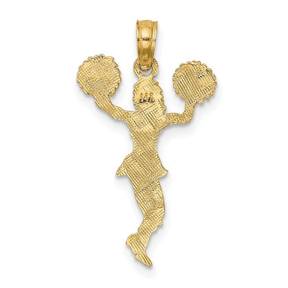 14K Yellow Gold Cheerleader With Pom-Poms Charm
