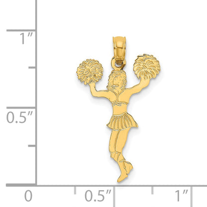 14K Yellow Gold Cheerleader With Pom-Poms Charm