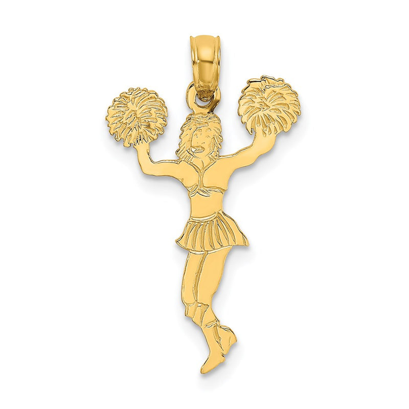 14K Yellow Gold Cheerleader With Pom-Poms Charm