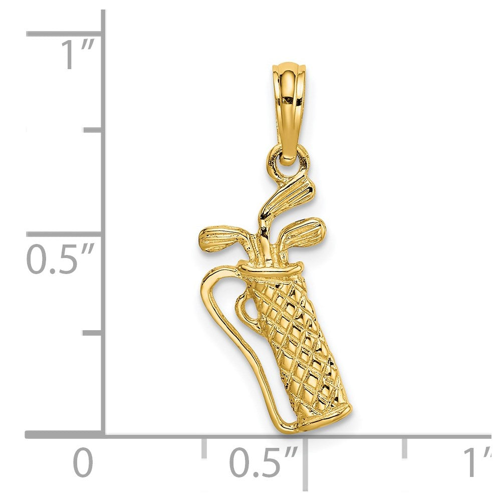 14K Yellow Gold Golf Bag W/ Clubs Charm