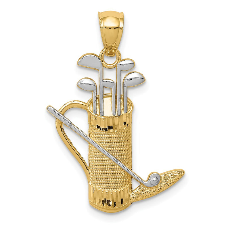 14K Yellow & Rhodium And Golf Bag Pendant