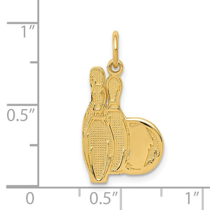 14K Yellow Gold Bowling Pins Charm