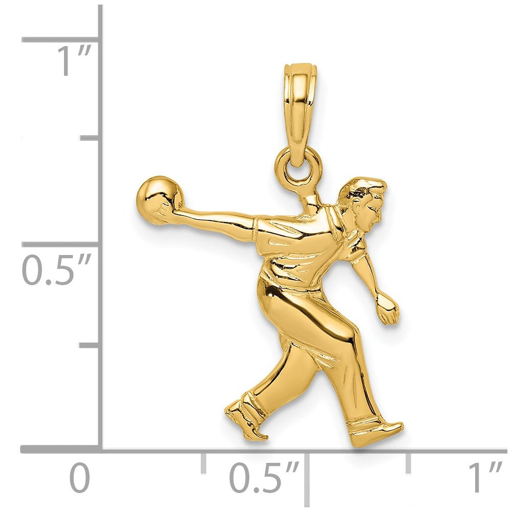 14K Yellow Gold Male Bowling Charm