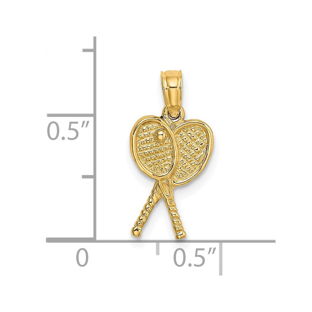 14K Yellow Gold Tennis Racquets Charm