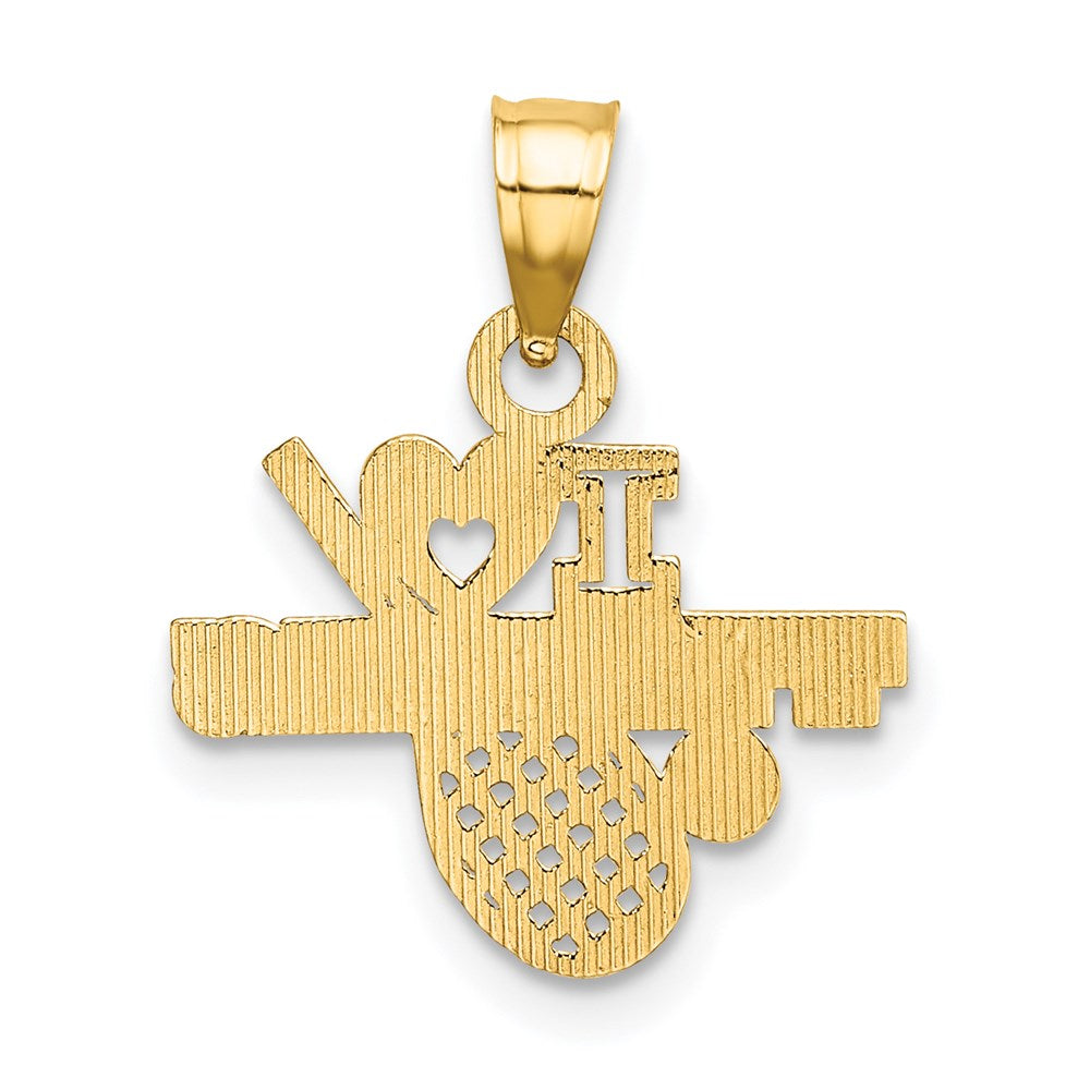 14K Yellow Gold I Heart Tennis Charm