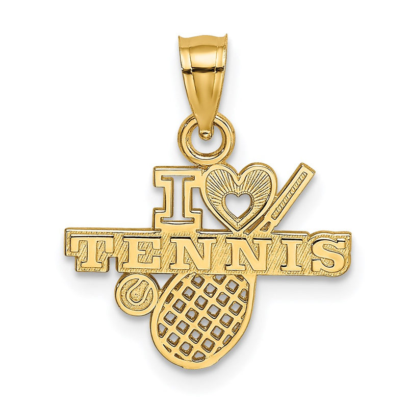 14K Yellow Gold I Heart Tennis Charm