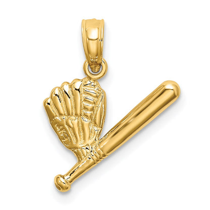 14K Yellow Gold Baseball, Bat And Glove Charm