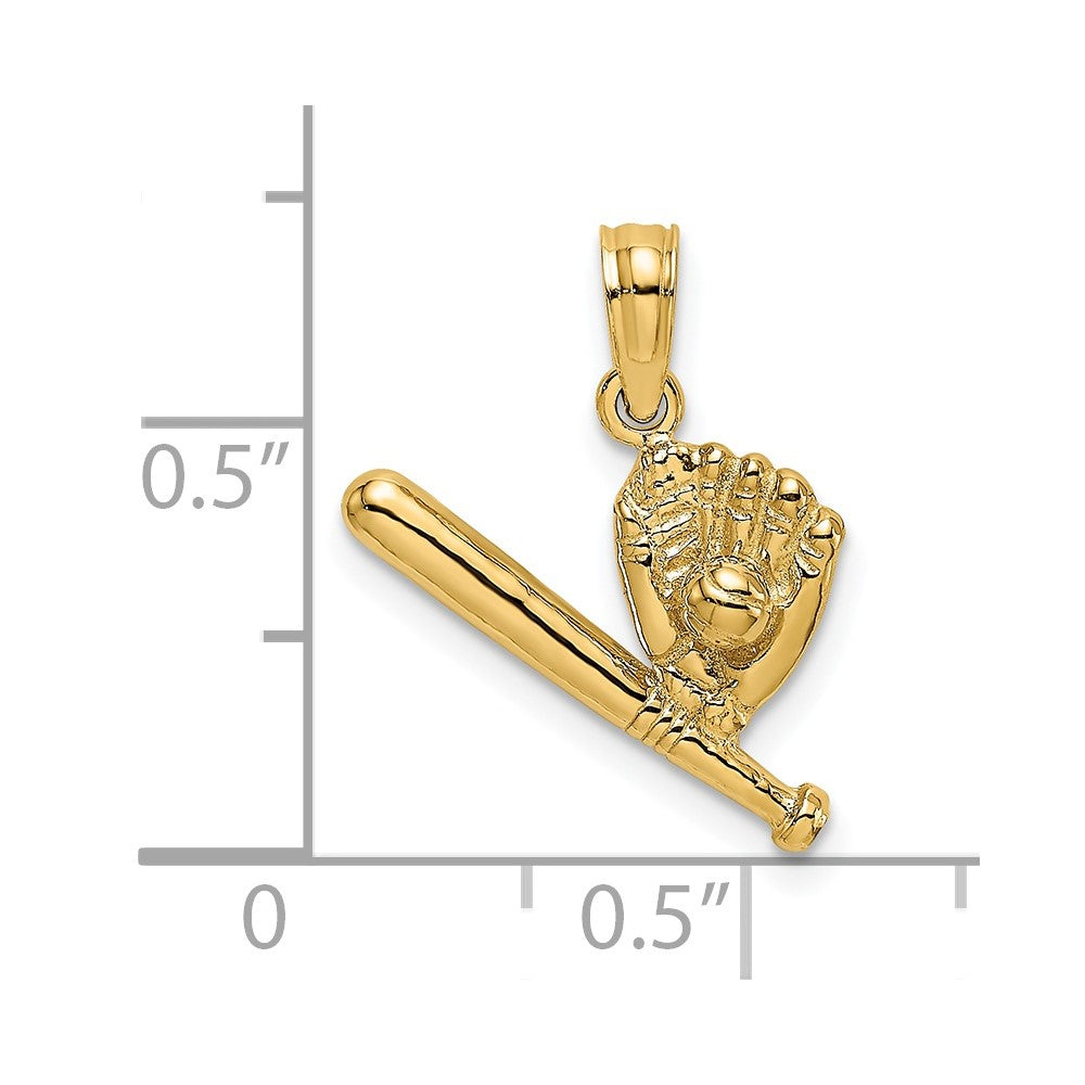 14K Yellow Gold Baseball, Bat And Glove Charm