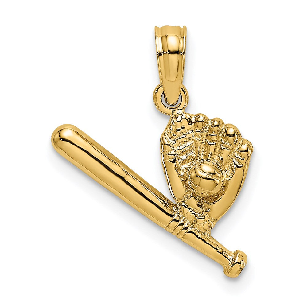 14K Yellow Gold Baseball, Bat And Glove Charm