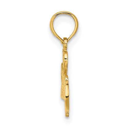 14K Yellow Gold I Heart Soccer W/Ball Charm