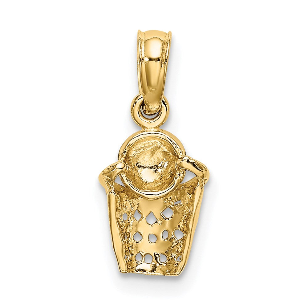 14K Yellow Gold Basketball W/Net Charm