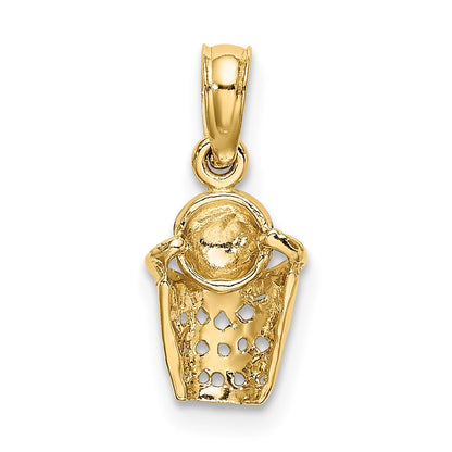 14K Yellow Gold Basketball W/Net Charm