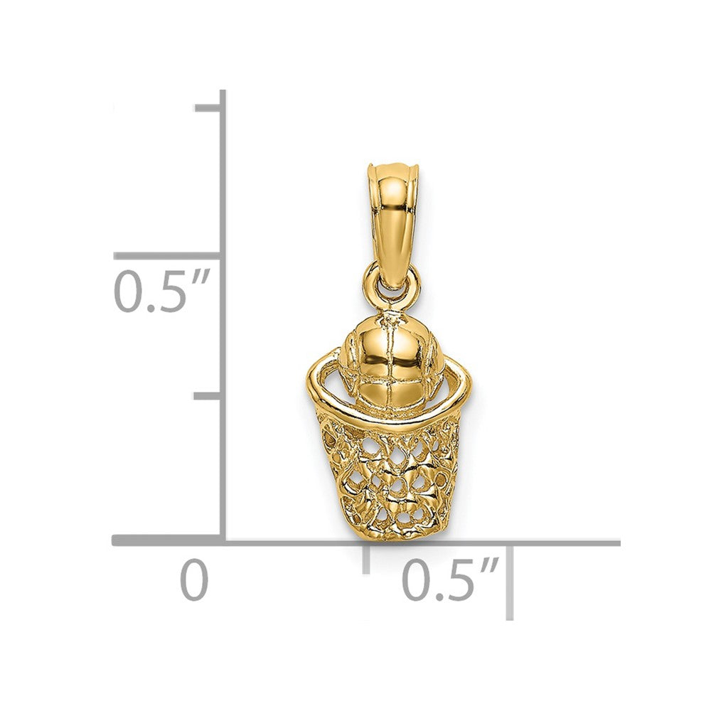 14K Yellow Gold Basketball W/Net Charm