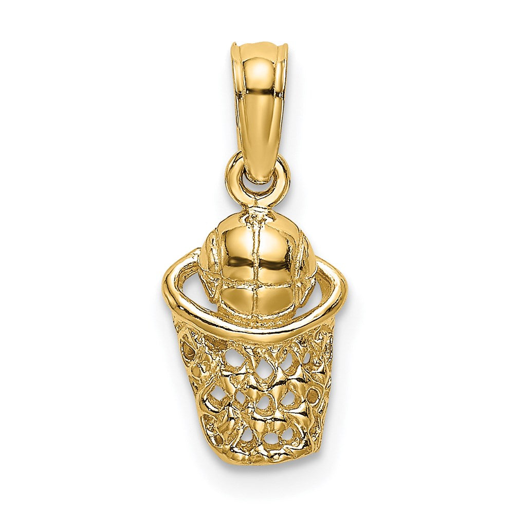 14K Yellow Gold Basketball W/Net Charm