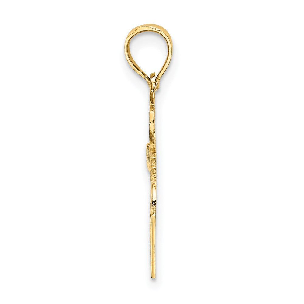 14K Yellow Gold I Heart Basketball Charm