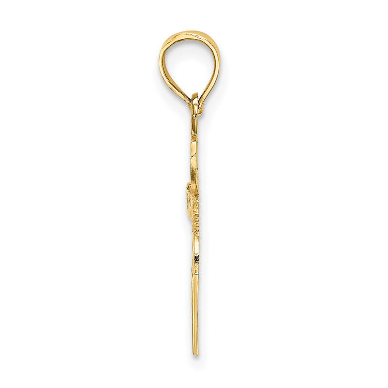 14K Yellow Gold I Heart Basketball Charm
