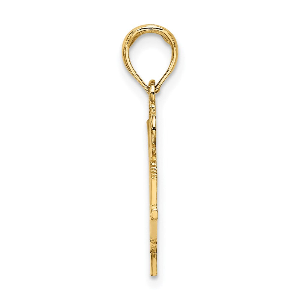 14K Yellow Gold I Heart Basketball W/Ball And Net Charm
