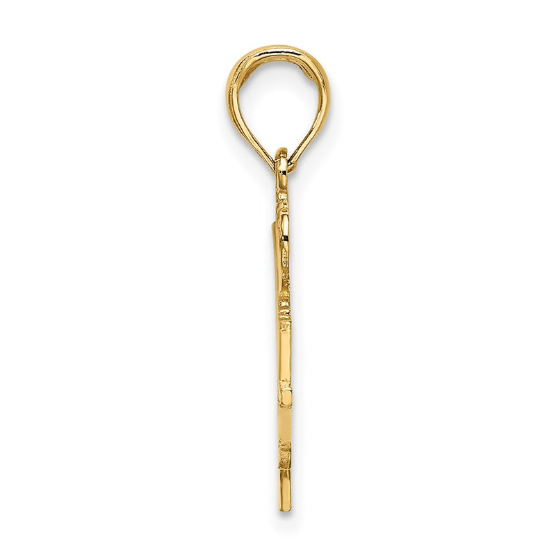 14K Yellow Gold I Heart Basketball W/Ball And Net Charm