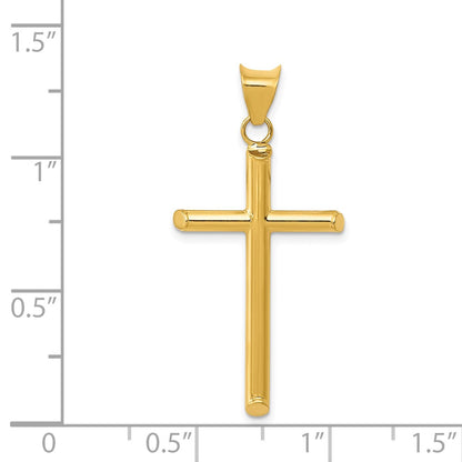 14K Yellow Gold 3-D Polished Hollow Cross Pendant