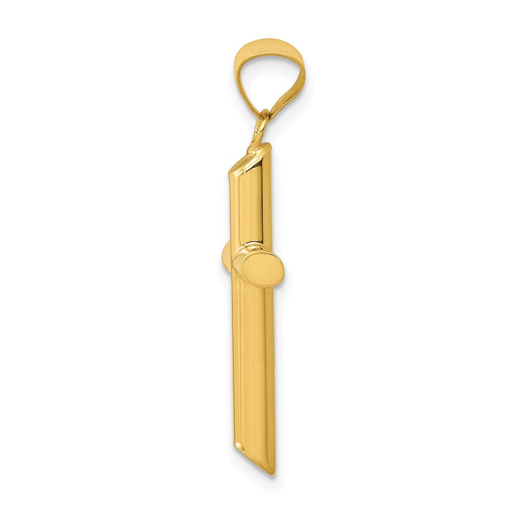 14K Yellow Gold 3-D Polished Hollow Cross Pendant