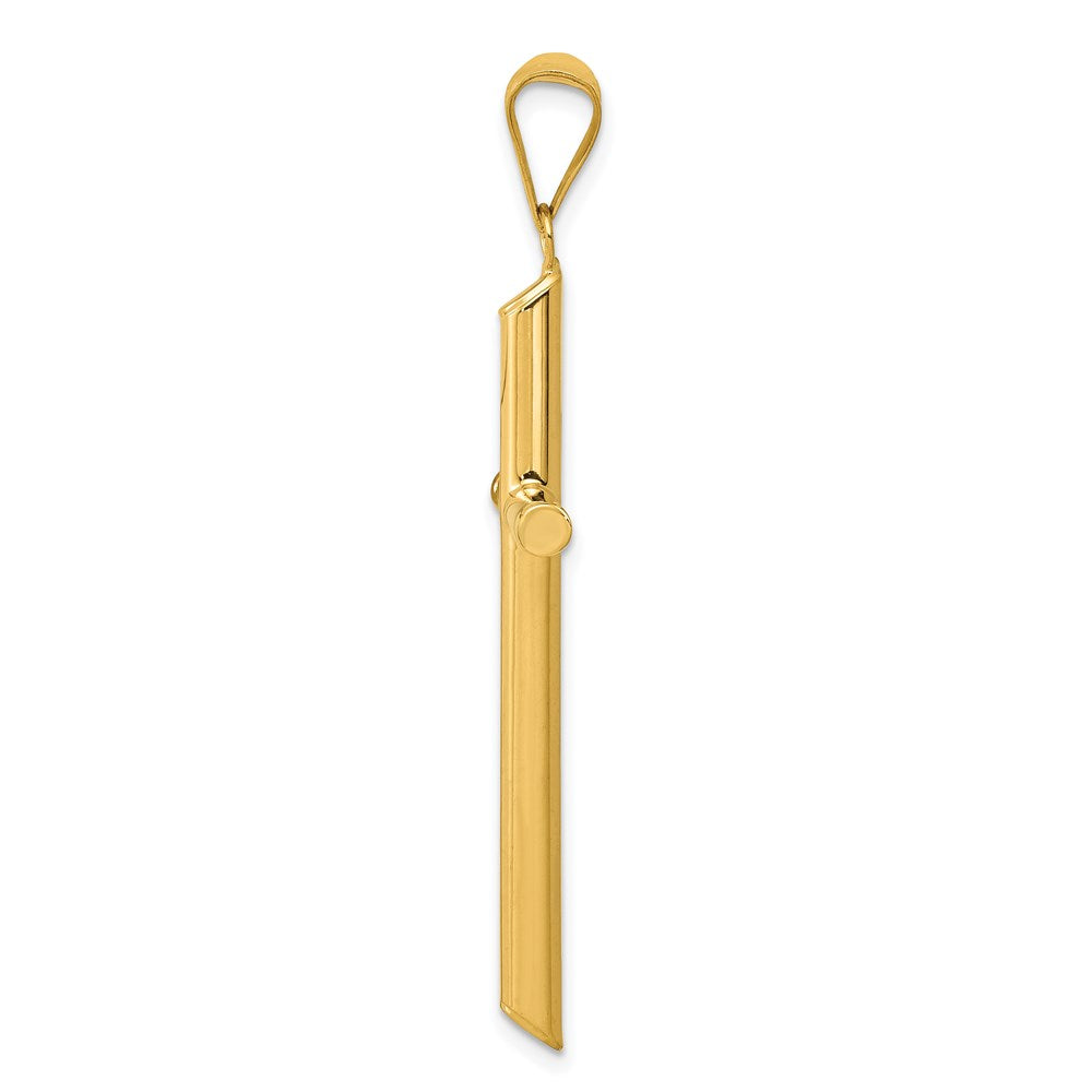14K Yellow Gold 3-D Polished Hollow Cross Pendant