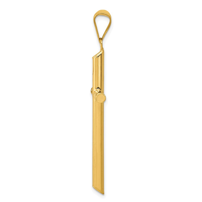 14K Yellow Gold 3-D Polished Hollow Cross Pendant