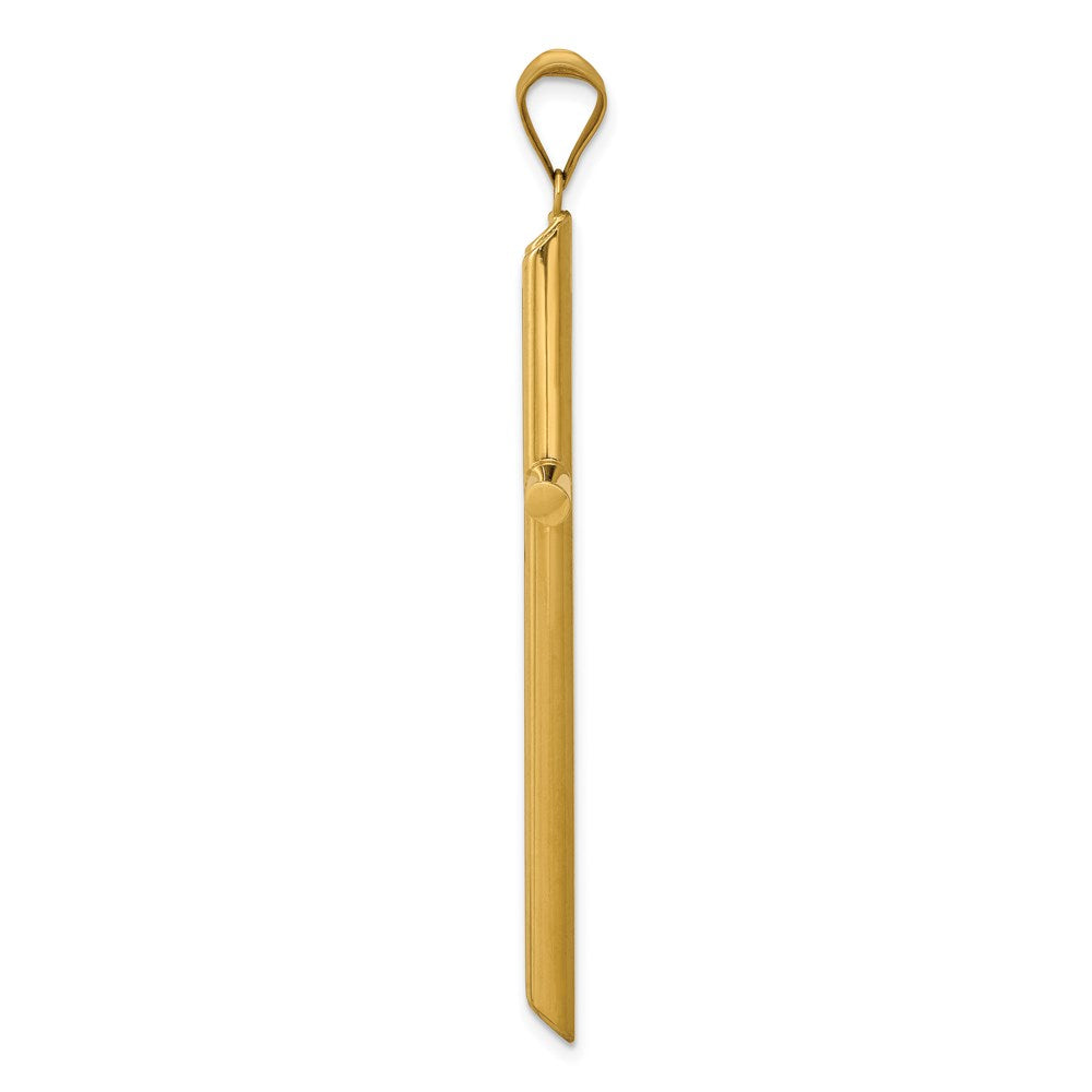 14K Yellow Gold 3-D Polished Hollow Cross Pendant