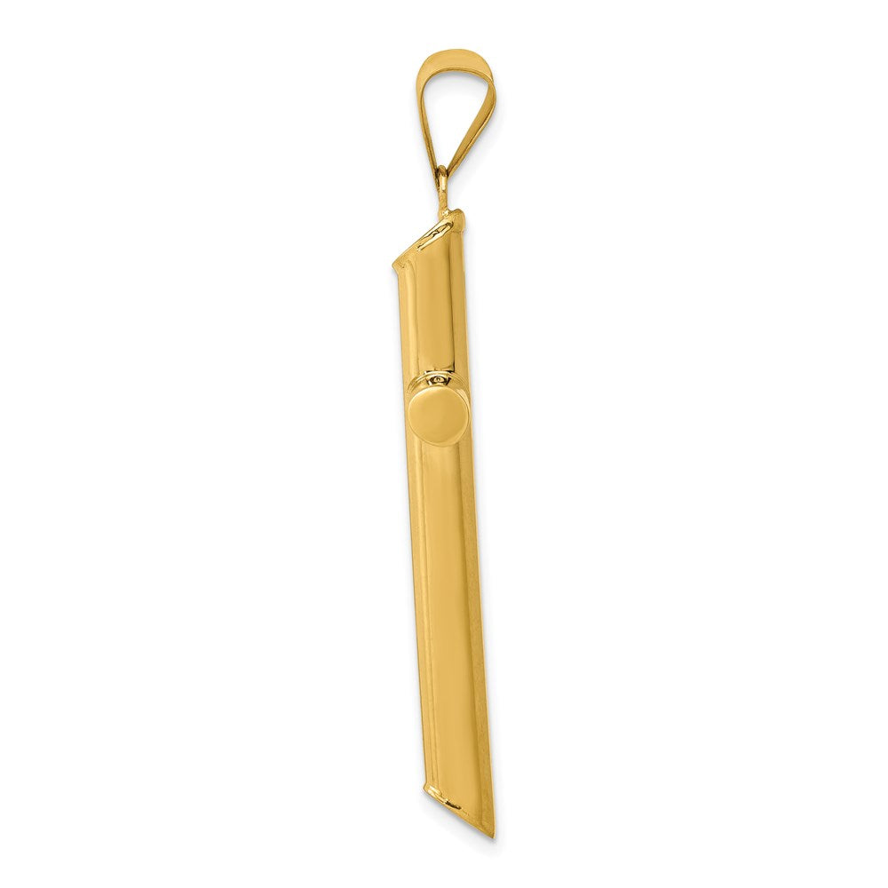 14K Yellow Gold 3-D Polished Hollow Cross Pendant