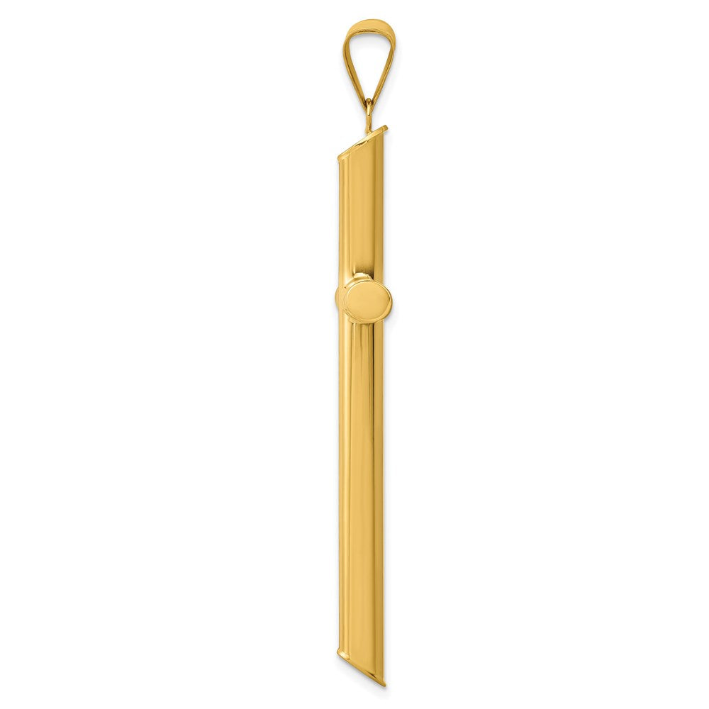 14K Yellow Gold 3-D Polished Hollow Cross Pendant