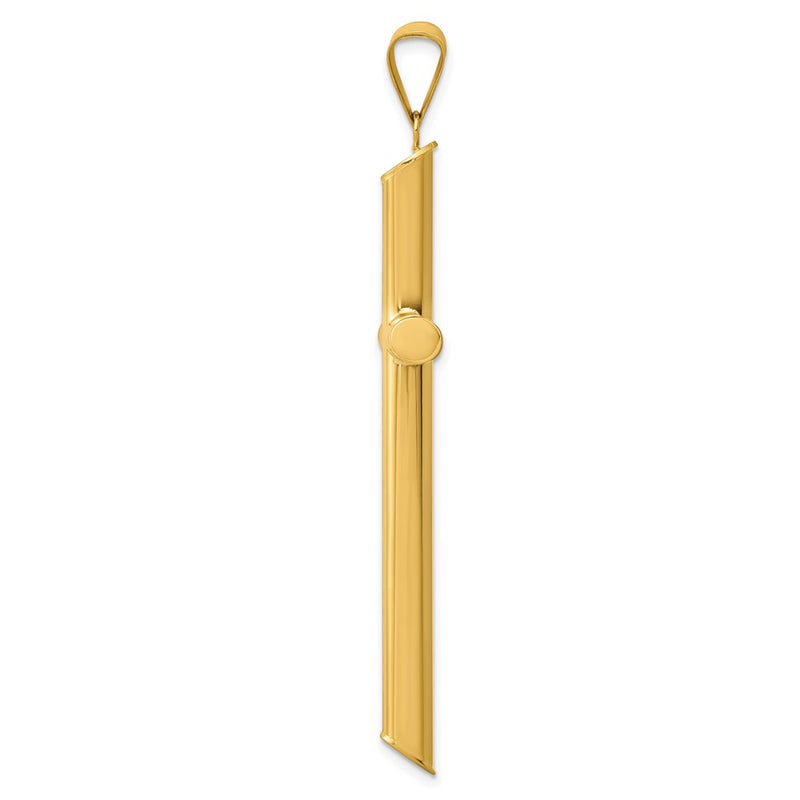 14K Yellow Gold 3-D Polished Hollow Cross Pendant