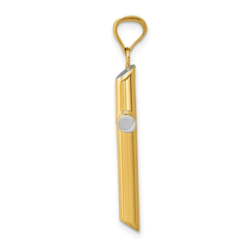 14K Yellow & Rhodium W/Rhodium 3-D Hollow Cross Pendant