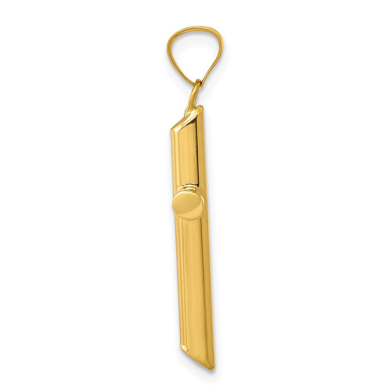 14K Yellow & Rhodium W/Rhodium 3-D Hollow Cross Pendant