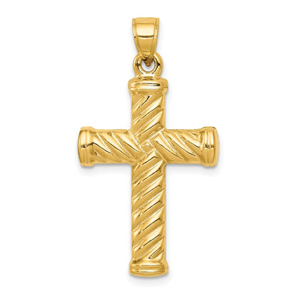 14K Yellow Gold Reversible Diamond-Cut Cross Pendant