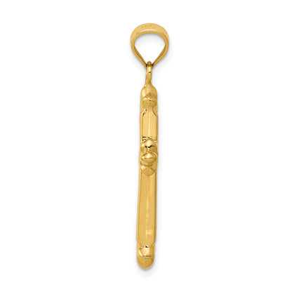 14K Yellow Gold Reversible Diamond-Cut Cross Pendant