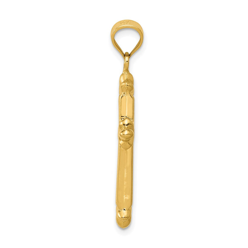 14K Yellow Gold Reversible Diamond-Cut Cross Pendant