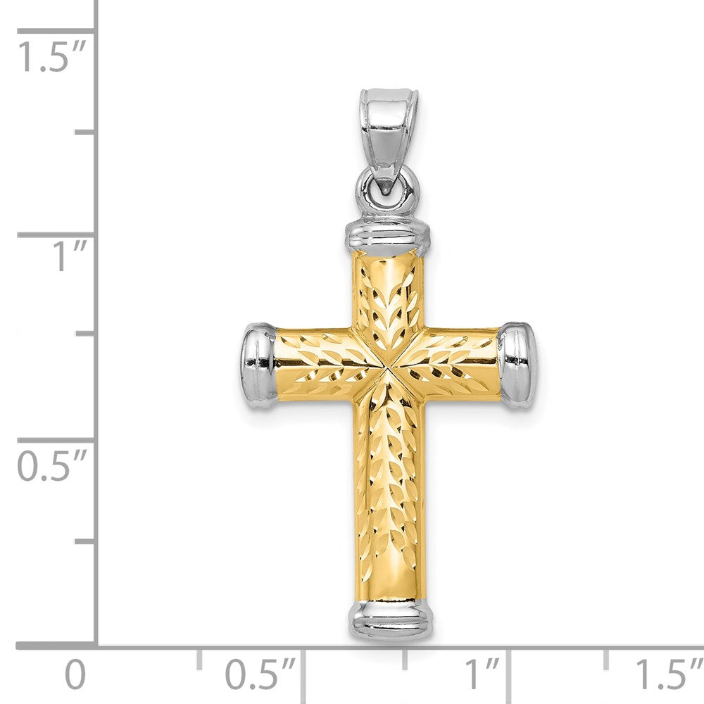 14K Two-Tone W/Rhodium Reversible Cross