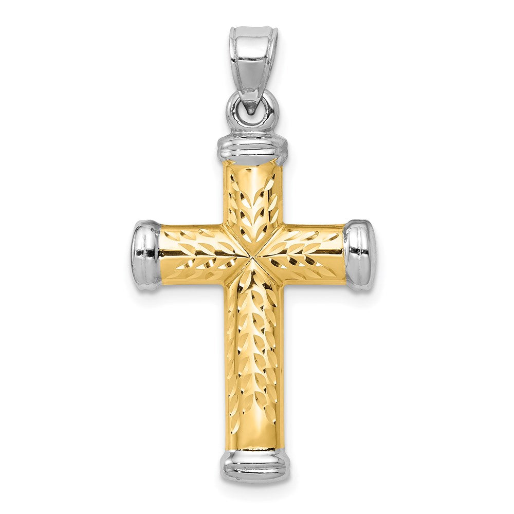 14K Two-Tone W/Rhodium Reversible Cross