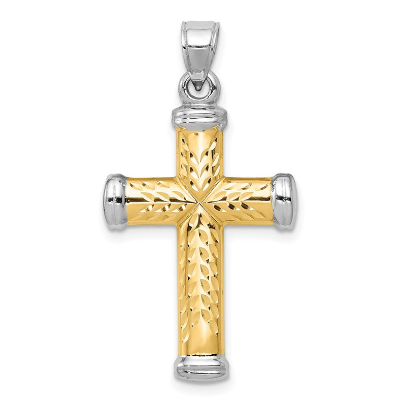14K Two-Tone W/Rhodium Reversible Cross